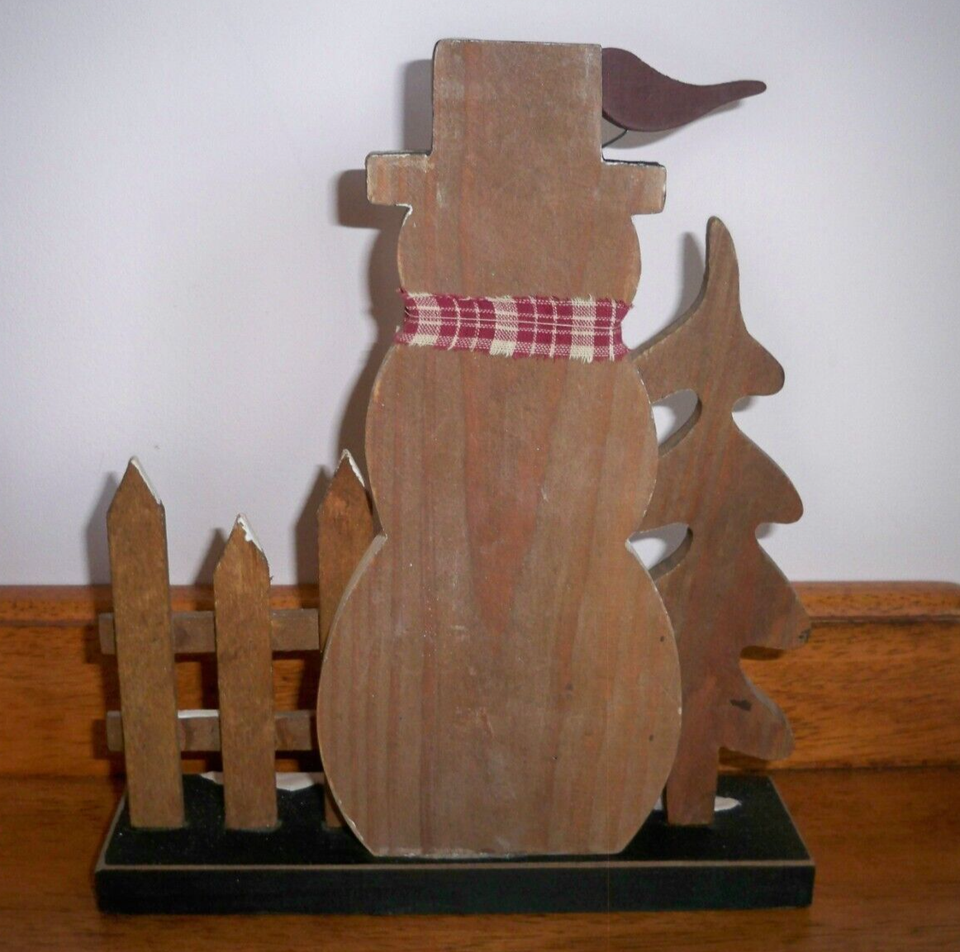 Ohio Wholesale Inc. Country Wooden Snowman with Tree & Fence Holiday