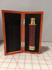Nautical Vintage Brass  Leather Monocular Scope 6" Closed 17  Open w/Wooden Box