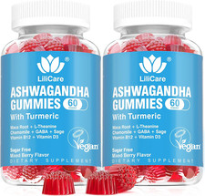 2 Pack Ashwagandha Gummies 2000mg Immune Support Organic Supplement 120 Count