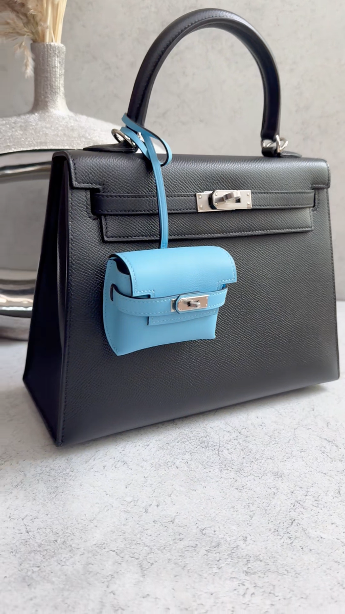 BNIB Hermes Kelly Festival Bag Charm in Celeste NEW MICRO