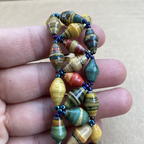 Vintage 1980's Boho Artisan Made Colorful Beads Bracelet - Picture 5 of 8