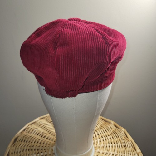Burgandy Corduroy Hat Charter Club Newsboy Cabby Cap One Size Apple 70s GC - Picture 4 of 6