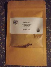 CERTIFIED ORGANIC GINGER ROOT POWDER - 1 OZ NAUSEA, ANTI INFLAMMATORY.
