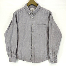 Goodfellow Men's Button Up Shirt Casual Oxford Striped Gray Purple Size L