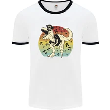 Pirate Pi T-Rex Funny Dinosaur Maths Mens Ringer T-Shirt