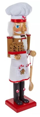 Wooden Christmas Nutcracker,15'',CHEF/BAKER W/GINGERBREAD MAN ON TRAY 5393376,HL