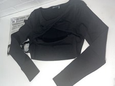 NEW ASOS DESIGN twist detail long sleeve crop in black SUPER CUTE Size 10