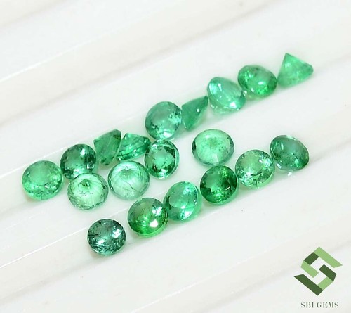 Natural Emerald Round 2.50 mm Lot 20 Pcs 1.37 CTS Untreated Loose Gemstones - Picture 4 of 6