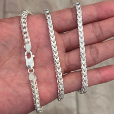 5mm 26" Real 925 Franco Sterling Silver Solid Chain Necklace Diamond Cut ITALY