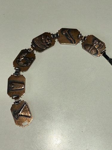 Vintage Copper Chain Link Southwestern Link Unisex Bracelet Native American 6.5” - Picture 3 of 9