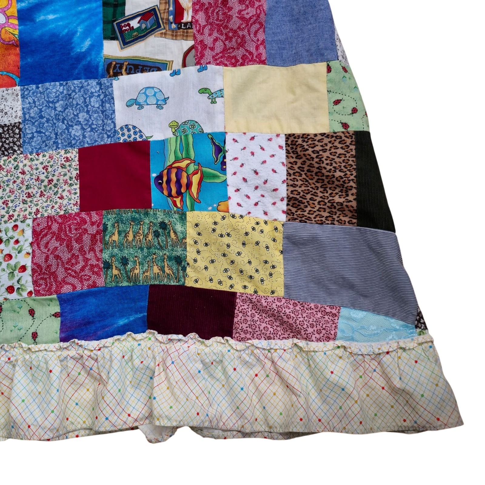 VTG Handmade Multicolor Patchwork Maxi Skirt Medi… - image 10