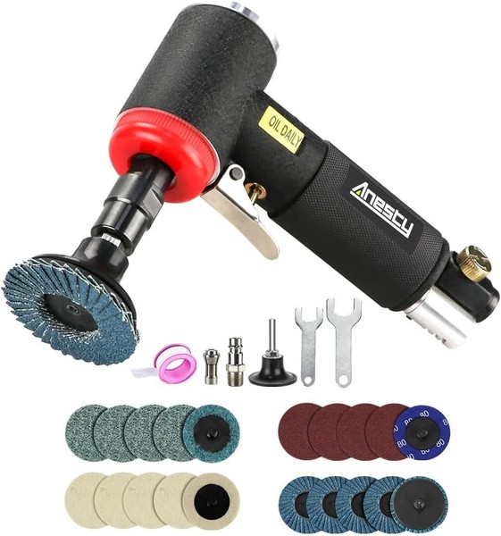 Winkelschleifer Druckluft Set 90° 6Mm 3Mm Spannzange 20 Schleifscheiben Werkzeug-image