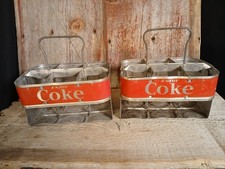 (2) Matching Vintage 1950's Metal Coca Cola Bottle Carriers