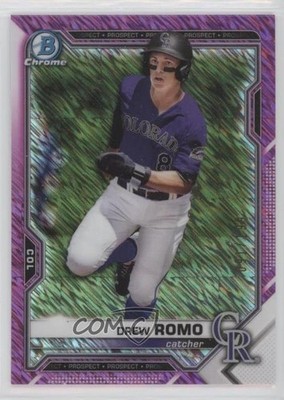 2021 Bowman Chrome Prospects Fuchsia Shimmer Refractor 91/199 Drew Romo s3g