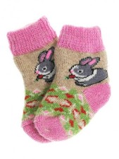 Bunny Kids Wool Blend Socks AGES 0-1 Handmade Warm Soft Winter Knit Socks