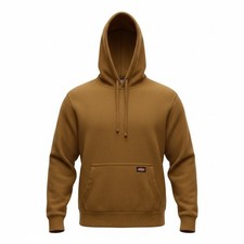 Dickies Mens Sherpa Lined Hoodie Brown Textured Fleece Pullover Size M