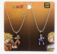 Dragon Ball Z Goku & Vegeta Best Friend Necklace Set of 2 Glow-In-The-Dark NWT