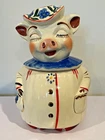 Vintage 40's Shawnee USA Pottery Winnie The Pig Blue Clover Blossom Cookie Jar