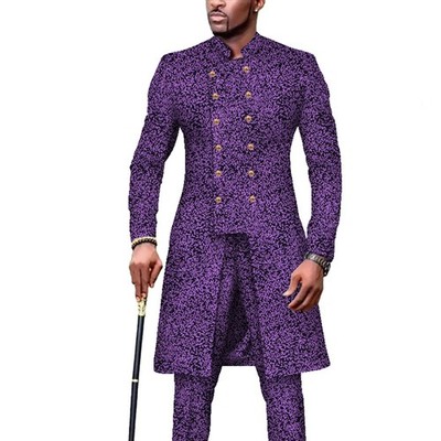 African Clothing for Men 2 Pieces African Formal Attire Long Top and Pants