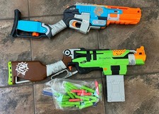 Lot Of 2 Nerf Zombie Strike SledgeFire Slingfire Dart Guns w/ 1 Shells 1 Mag