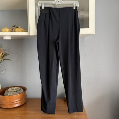 A Day Pants Navy Blue Turn It Up Slim Straight Leg High Rise Travel Trouser Sz S