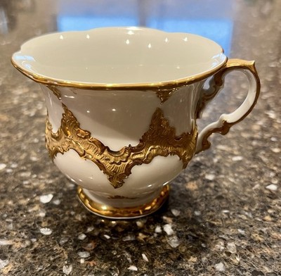 Authentic MEISSEN B-Form  Gold Encrusted Decorated Cup Only