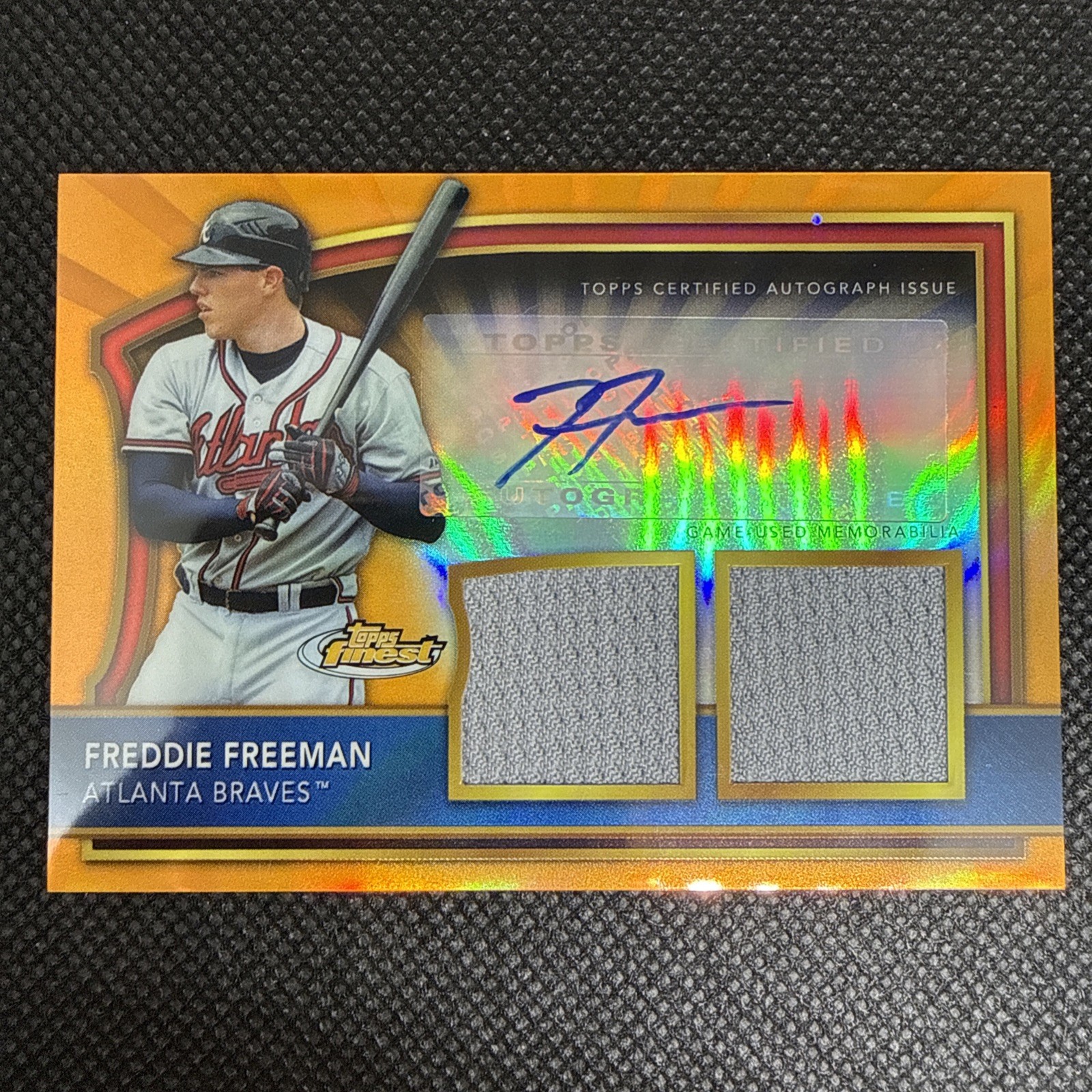2011 Topps Finest - Freddie Freeman 72 Orange Refractor Auto Dual /99 (MEM, RC)