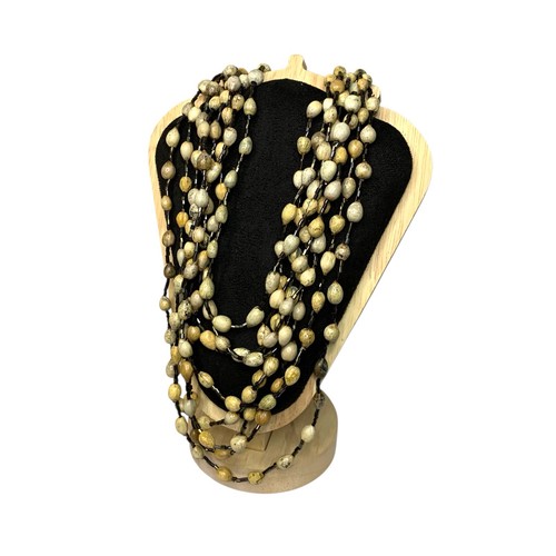 Vintage Layered 8 Strand Seed Bead Necklace Tribal Boho Natural Statement