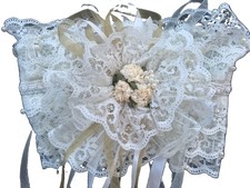 Bride's Ivory Lace  Ribbon One Of A Kind Handmade Garter w/powder blue accent