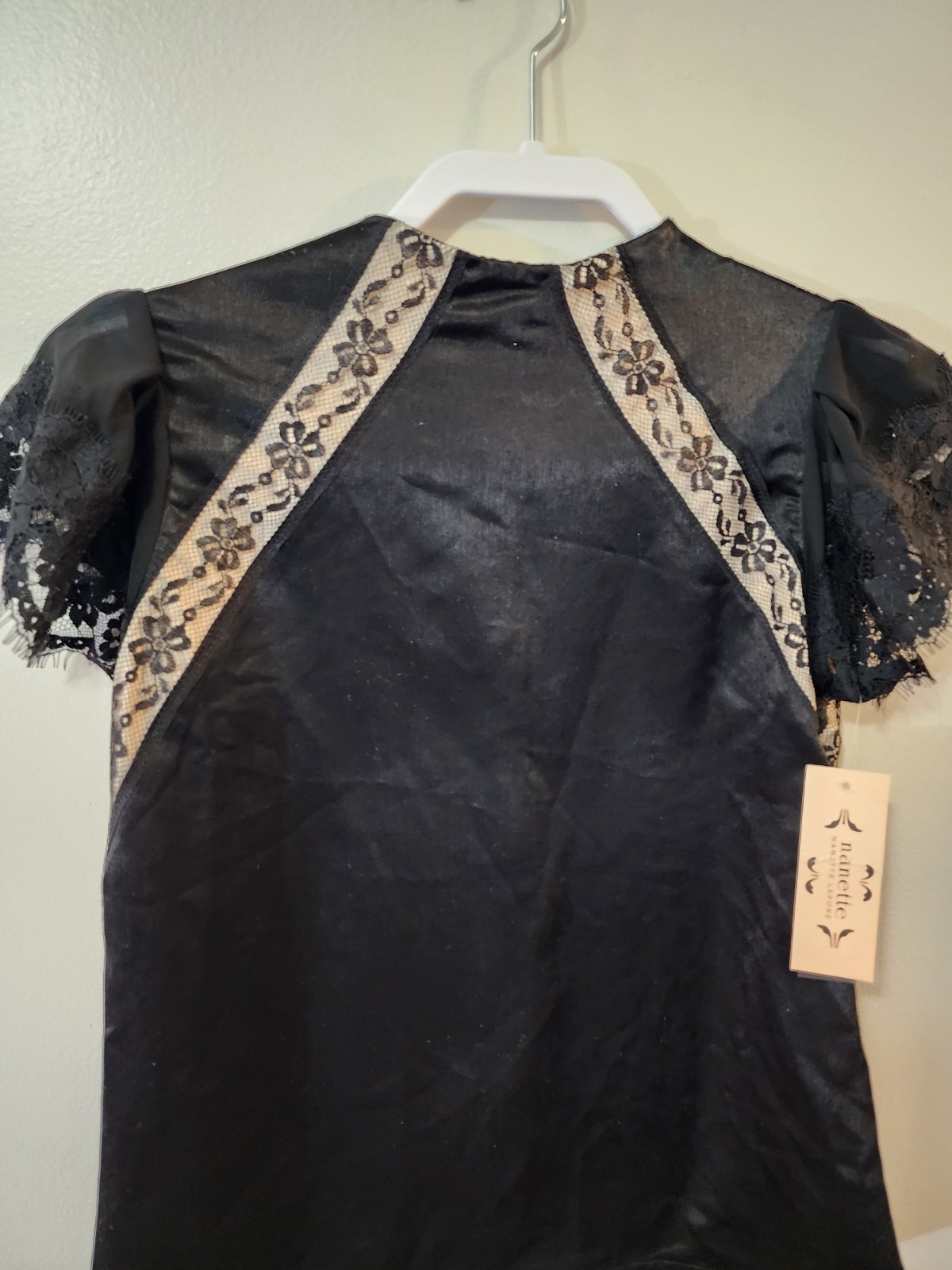 Nanette Lepore Top Black Lace Trim Blouse Women’s XS New With Tags