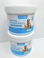 Lot Of 2 Dental Finger Wipes For Dogs  Cats - Freshens Breath - Oral Health -