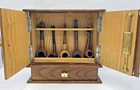 Antique french 1930's wood smoker cabinet with pipes Art Deco