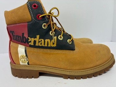 Timberland 6-inch Premium Boots Wheat Print Logo Youth/Boys US Size 6.5