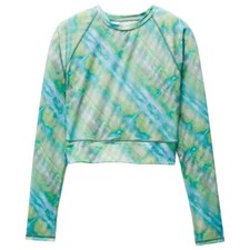 Prana Salt Kiss Crop Rashguard Mirage Green Blue NWT Size Small Summer Modest