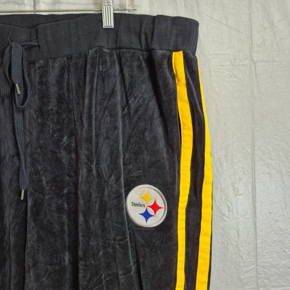 Pantalones Pittsburgh Steelers Para Hombre Majestic 3XL Negro Terciopelo Fútbol Cordón Foto 2 de 4