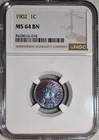 NGC MS-64 BN 1902 Indian Head Cent, Cartwheeling Luster & Beautifully Toned!