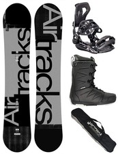 AIRTRACKS Snowboard Set Silver Camber+Bindung...