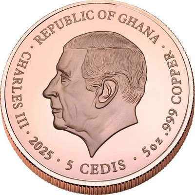 2025 Ghana St. George & The Dragon 5 oz 999 Copper Proof-Like Coin