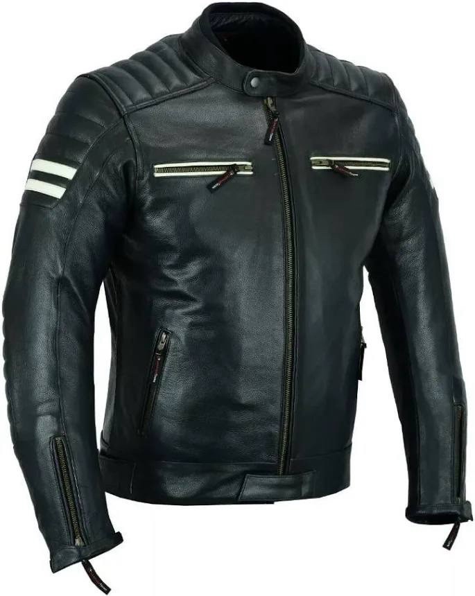 INTAN Safety with Style Mens Motorcycle Armored Leather Jacket IN-4026