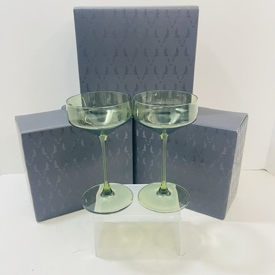 Viski Nouveau Sage Green Coupe Champagne Cocktail Glasses Lot of 6