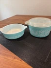 Vintage PYREX Turquoise Amish BUTTERPRINT Casserole Set 1 Pt. 1qt.