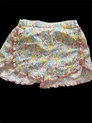 Unbranded EUC Multicolor Floral 100% Woven Cotton Crochet Edged Shorts-6Yrs