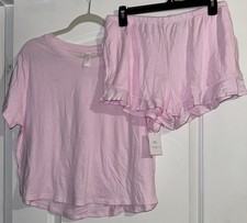 Auden Womens Light Pink 2-piece Jersey Pajama Sleepwear Set size M NWT