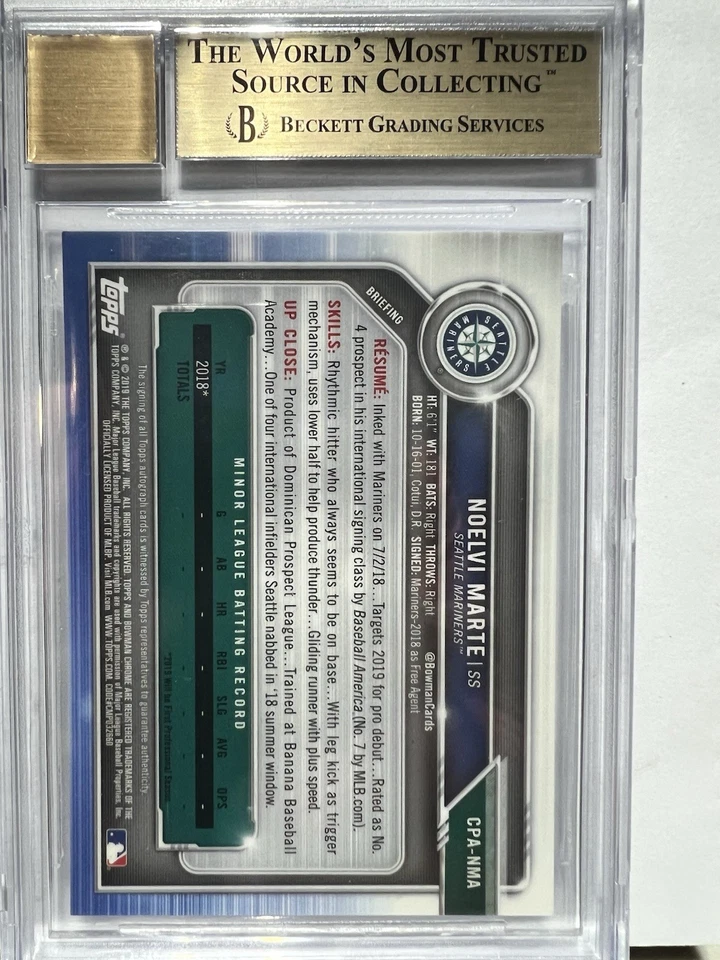 NOELVI MARTE 2019 BOWMAN CHROME 1st ON CARD RC AUTO BECKETT GEM 9.5/10 - Image 3 of 4