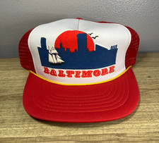 Vintage Baltimore Trucker Hat - Red Snapback Vacation Theme - New