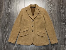 Luxury Womens Polo Ralph Lauren Herringbone Wool Tweed Blazer Jacket Size US 4 S