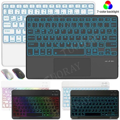 QWERTZ Beleuchtet Tastatur Maus Für Samsung Galaxy Tab A11+ A9+ A8 S11 S10 S9 FE
