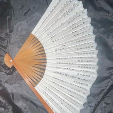 Handmade Chinese Folding Fan with Calligraphy and Traditional Figures