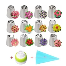 14PCS Russian Icing Flower Piping Tips Tulip Nozzles Cake Pastry Decorating