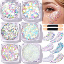 Face Glitter Body Glitter, Clear White Body Glitter Gel, Hair Glitter Gel, 6 Sha